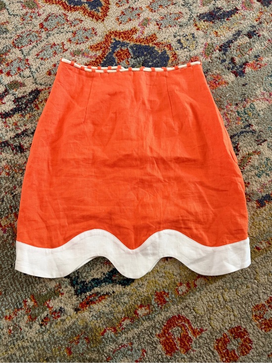 STAUD Dresses & Skirts - Staud Orange Arianna Pop Border Linen Mini Skirt 0 gameday Tennessee Clemson